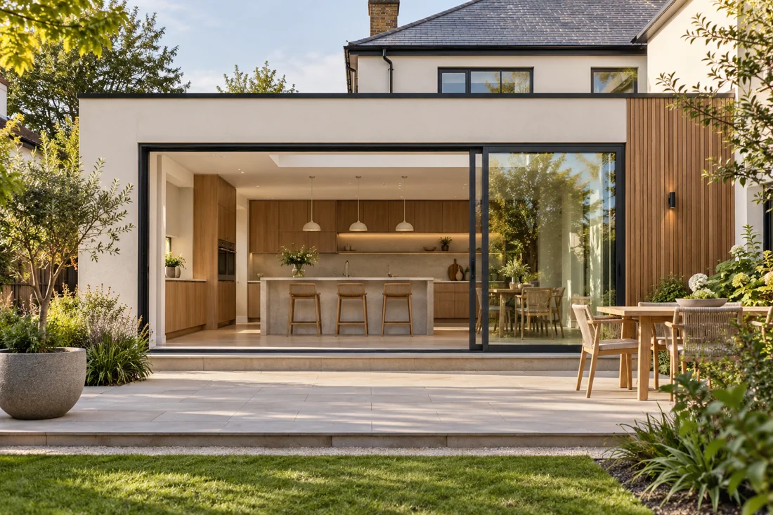 Illustrative glazed rear extension
